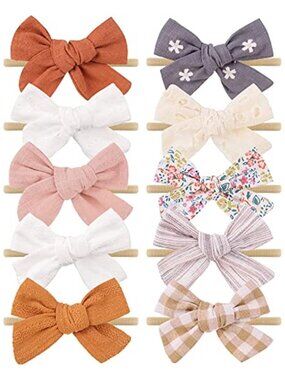 Baby Headbands Set Newborn Toddler Girls Soft Stretch Bow Headbands 10 Pack